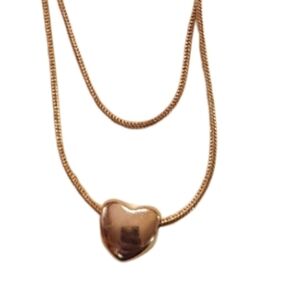 Puffy heart on double chain fashion gold toned nwot vintage